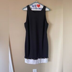 Ivanka Trump Black and White Sleeveless Nautical Style Sheath Dress Size 8
